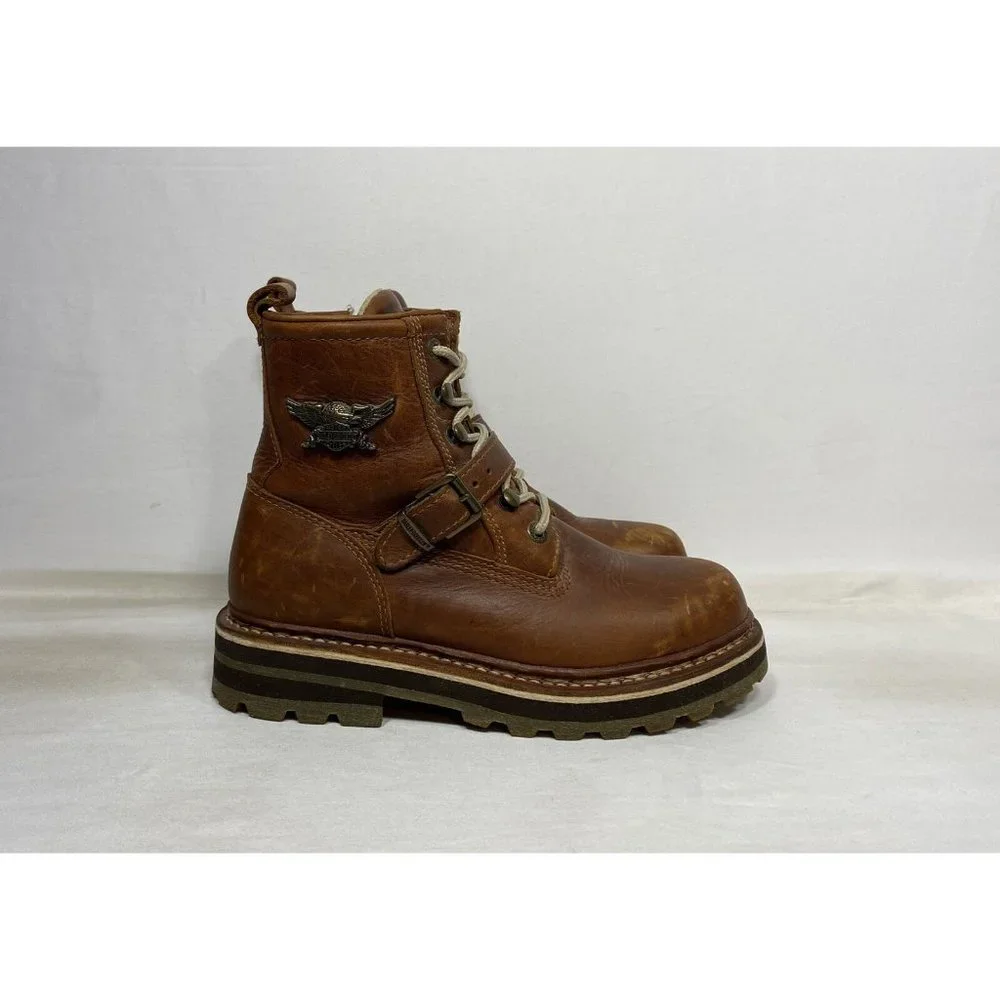 Vintage Harley Davidson Motorcycle Boots Women’s Size 8 Lace Up Leather Combat